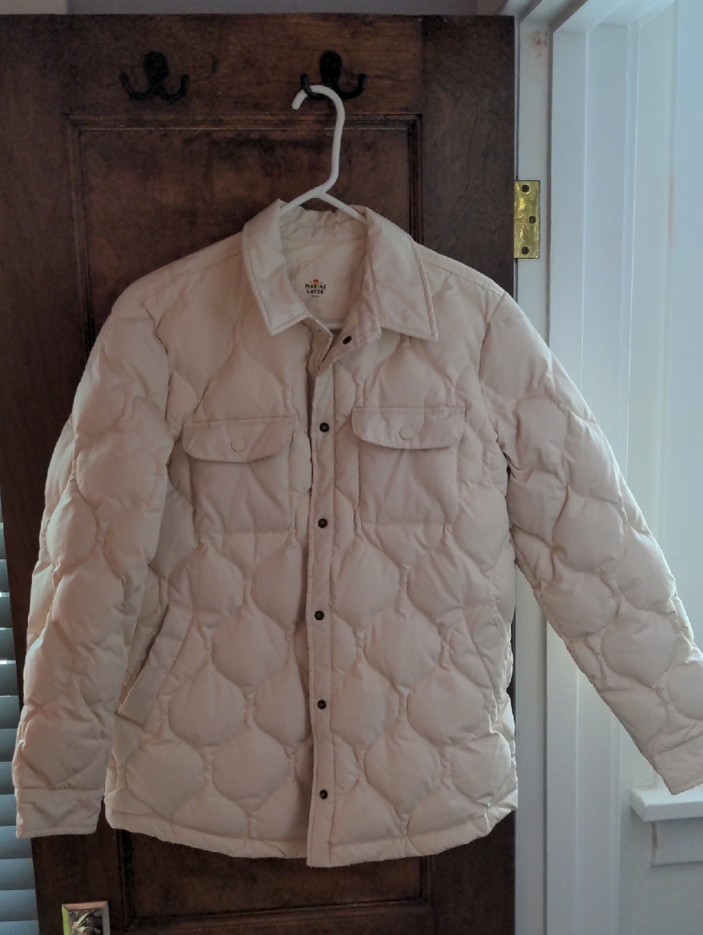 Marine Layer "Leslie" Quilted Puffer Overshirt- Cream